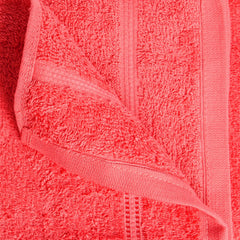 Welspun 100% Cotton Large 1 Bath + 1 Hand & 2 Face Towels 1000 Gsm | Dobby Solid Towel Combo Set (Coral Pink)