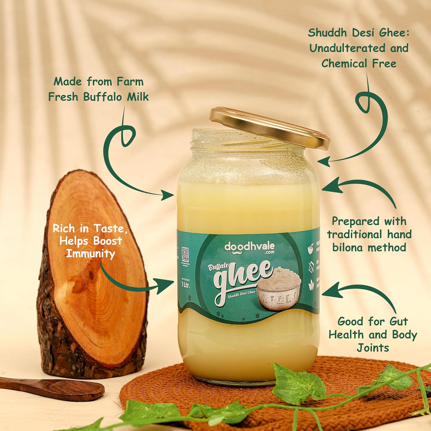 Premium A2 Buffalo Desi Ghee By Doodhvale.Com | Natural & Healthy Traditional Bilona Method, Pure Danedar Ghee Good For Flavour Enhancer | 660ml (330ml * 2) 22.3 Ounce | Jar Pack Premium A2 Buffalo Desi Ghee By Doodhvale.Com | Natural & Healthy Traditional Bilona Method, Pure Danedar Ghee Good For Flavour Enhancer | 660ml (330ml * 2) 22.3 Ounce | Jar Pack