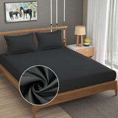 Queen Size Solid Plain Bedsheet Set Includes 2 Pillow Covers - 90 X 95 Inches, Black | Exceptional Softness & Breathability | Premium Microfiber Material