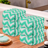 Kuber Industries Super Absorbent & Reusable Microfibre Face Towel 900 Gsm (Zig Zag Green) - Pack Of 6