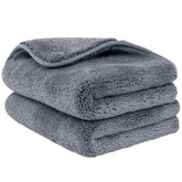 Detachi Dual Sided Microfiber Cloth 400 Gsm | Thick Lint & Streak-Free Multipurpose Cloths | Absorbent Extra Thick Plush Towel For Cleaning, Washing & Drying - Grey (2 Pcs)