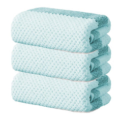 Black Gold The Finer Touch Soft Hand Towel 600 Gsm | Ultra Absorbent, Quick Drying, Cotton-Feel Microfiber Green & White Stripes -Pack Of 3