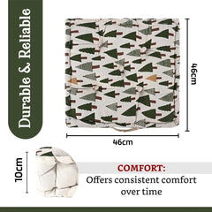 Soft & Comfortable Cotton Chair Cushion Pillow For Sitting, Tree Print - Green | Pillow For Office Work & Posture Support | Sitting Cushion & Back Rest For Chair | Pain Relief - Pack Of 2