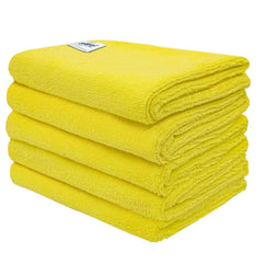 Softspun Microfiber Cloth 340gsm | Super Soft Absorbent Cleaning Towels Cleans & Polishes Everything In Your Home (Pack Of 5)- Yellow