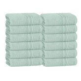 Boutiquo Ultra Soft 100% Cotton Washcloths 1800 Gsm | Contains Face Cloths Compact & Lightweight Multi Purpose Washcloths - Sea Green (12 Piece)