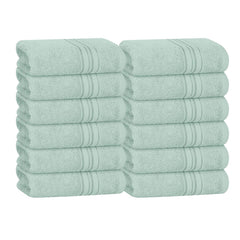 Boutiquo Ultra Soft 100% Cotton Washcloths 1800 Gsm | Contains Face Cloths Compact & Lightweight Multi Purpose Washcloths - Sea Green (12 Piece)