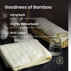 Mush Bamboo Hand Towels 600 Gsm | Ultra Soft, Absorbent & Quick Dry Towel For Gym, Travel, Sports & Yoga (Cream) Set Of 2