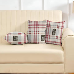 Microfiber Square Pillow Cushion For Sofa & Bed, Maroon & Black - 16 X 16 Inch | Fluffy For Comfort & Back Support | Premium Cotton Cushion Cover With Zip, Neck Support - Set Of 3