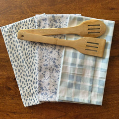 Oak & Lily 100% Cotton Kitchen Napkins Dish Towels 350 Gsm | Premium European Quality Washable, Large Size Kitchen Cloth For Roti, Cleaning, Drying | Blue Stone (Set Of 3)