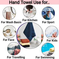 Pure Cotton Hand Towel 1200 Gsm | Luxury Towels For Home, Sports & Kitchen | Multicolor (Set Of 6)
