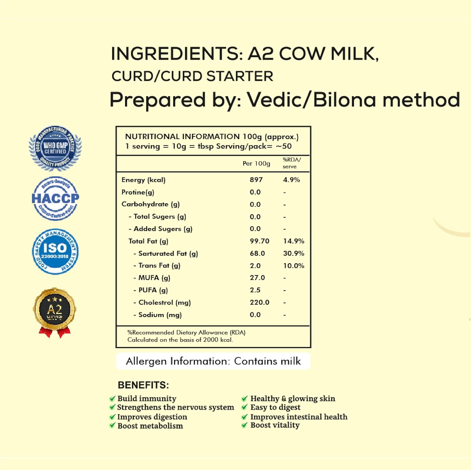 100% Natural A2 Desi Cow Ghee By Curdley | Great Source Of Energy Healthy & Nutrients Cow Ghee Good For Cooking | (500ml) 16.9 Ounce | Jar Pack 100% Natural A2 Desi Cow Ghee By Curdley | Great Source Of Energy Healthy & Nutrients Cow Ghee Good For Cooking | (500ml) 16.9 Ounce | Jar Pack