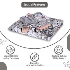 100% Cotton Double Bedsheet For King Size With 2 Pillow Covers | 108 X 108 Inches, White & Grey - Perfect For Home, Guest House, Hotel | Soft, Breathable & Comfortable