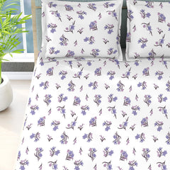 100% Cotton Bedsheet For Double Bed King Size With 2 Pillow Cover | 108x108 Inches, White - Light Weight, All Season Comfort Bedsheet