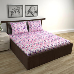 Cotton Double Bedsheet With 2 Pillow Covers - 87 X 100 Inches, Purple & Pink | Smooth & Comfortable For Daily Use - All Weather Coziness & Bedroom Style