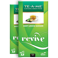 TE-A-ME Mint, Lemon & Ginger Revive Green Tea - Pack Of 2 X 25 Tea Bags | Boosts Immunity & Metabolism - 100% Natural Ingredients