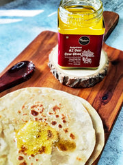 Natural Auspicious A2 Desi Cow Ghee By Flavours Avenue | Vedic Bilona Method Grass-Fed, Cultured Healthy Pure Desi Cow Ghee | (200ml) 6.7 Ounce | Jar Pack