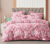 Double Bedsheet For King Size With 2 Matching Pillow Covers - 108 X 108 Inches, Pink & White | Glace Cotton Printed Bedsheet Lightweight, Soft & Smooth - Ideal For Home, Guest House