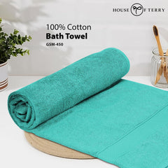 House Of Terry 100% Cotton Bath Towel 900 Gsm | Quick Dry, Soft & Absorbent, Fade-Resistant, Skin-Friendly For Men & Women Towel (Turquish & Sky Blue) - Pack Of 2