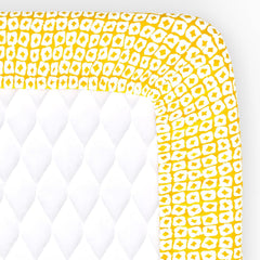 Single Bedsheet Elastic Fitted Cotton With 1 Pillow Cover | 36 X 78 Inches, Yellow & Grey | Breathable & Light Weight, All Season Comfort-Ideal For Daily Use