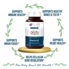 Bliss Welness Vitabliss Vitamin D3 For Healthy Immune System And Bone, Teeth & Heart Health | 60 Tablets , 100gm 0.2lbs