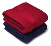 Lukzer Soft 100% Cotton Light Weight Super Absorbant Bath Towel 1200 Gsm (Dark Blue & Red) - 2 Pcs