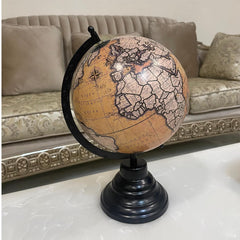 Antique Decorative Spinning World Globe 8 Inch Diameter With Black Stand For Home & Office Decor, Kids & Student Learning, Gift, Political Map, Show Piece, Pack Of 1