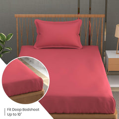 Solid Plain Single Size Bedsheet Set With 1 Pillow Covers | Size - 60 X 90 Inches, Dark Peach | Ideal For All Seasons Due To Its Breathable Nature