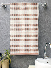 Homefresh Decorative Cotton Bath Towel 500 Gsm | Geometric Pattern Brown & White (Fossil)