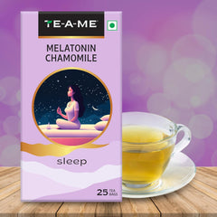 TE-A-ME Melatonin Chamomile Sleep Tea - Pack Of 4 X 25 Infusion Tea Bags | Chamomile Tea For Good Sleep - Made With Melatonin, Chamomile Flowers, Passion Herb, Lavender Flower | Caffeine Free