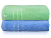 Kuber Industries Premium Bath Towel 1000 Gsm | Super Soft, Fluffy & Absorbent Cotton Bath Towel Perfect For Daily Use (Green & Blue) - Pack Of 2