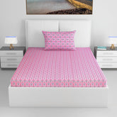 1 Single Bedsheet With 1 Pillow Cover - 57 X 87 Inches, Pink | 144 Thread Count Lightweight, Soft, Skin Friendly - Everyday Use Cotton Bedsheet