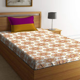 1 Single Size Bedsheet With 1 Pillow Cover (60 X 90 Inches) Pink & Mustard | Bedsheet Set - Urban Comfort Collection, Breathable & Superior Softness | 144 Thread Count