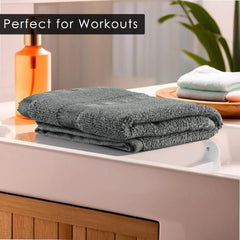Kuber Industries Cotton Hand & Face Towels 200 Gsm | Easily Washable Workout Gym Napkins For Men - Grey (Pack Of 4)