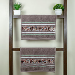 Rangoli 100% Cotton Hand Towel 450 Gsm | Hanging Towel Soft, Luxury & Highly Absorbent Towels Fade Resistant & Multipurpose Hand Towels (Brown) - Pack Of 2