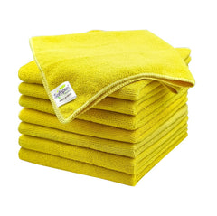 Softspun Microfiber Cleaning Cloths 900 Gsm | Highly Absorbent, Lint & Streak Free, Multi -Purpose Wash Cloth For Kitchen, Car, Window, Stainless Steel (8 Pcs)- Yellow