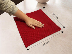 Encasa Xo Kitchen Hand Towels Set 350 Gsm | Waffle Weave & Flat Hand Towel | Quick Drying Reusable Cotton Washcloths | Set Of 12 (Gold)