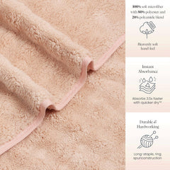 Enrich Homes Microfiber Bath Towels 450 Gsm | Large Size Super Soft Towel For Women & Men (Light Saffron)- 1 Pcs