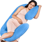 Full Body C Shape Pregnancy Pillow For Women, Maternity Pillow, Sky Blue Color | Pillow Gift For Pregnancy Sleeping, Premium Velvet Cover With Zip | Adjustable, Multipurpose Pillow