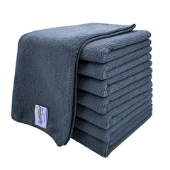 Softspun Microfiber Cloth 340 Gsm | Thick Lint & Streak-Free Multipurpose Cloths Automotive Microfibre Towels For Car Bike Cleaning Polishing Washing & Detailing (8 Pcs) Grey