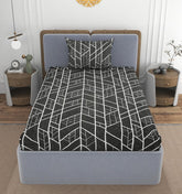 Elastic Fitted Bedsheets Single Bed With 1 Pillow Cover - Size 36 X 72 X 10 Inches, Black | 100% Premium Fabric Is Lightweight, Soft & Comfortable