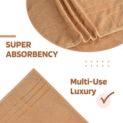 Kuber Industries Bath Towel 1350 Gsm | Towel For Bath, Gym, Travel & Beach | Plain Lining (Light Brown)- Pack Of 3