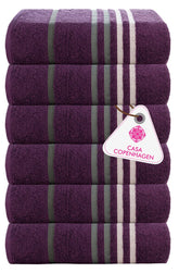 Casa Copenhagen Egyptian Cotton Ecstatic Hand Towel 740 Gsm (Dark Purple)- 6 Pcs