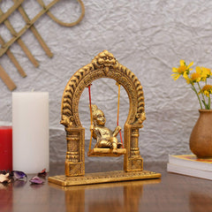 Laddu Gopal Idol, Golden, Religious, Metal Statue, God Idol, All Festival & Occasion, Handmade, Beautiful Statue Of Baby Krishna Murti