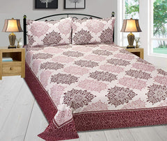 Double Bedsheet With 2 Pillow Cover - Size 90 X 100 Inches, Maroon | Designer Printed Bedsheet Set - Naturally Soft, Breathable, & Skin Friendly