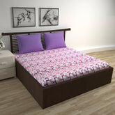 100% Pure Cotton Double Bedsheet For Queen With 2 Pillow Covers - 87 X 100 Inches, Lavender & Pink | Soft & Durable For Everyday Use & Bedroom - All Season Comfort