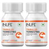 Inlife Tribulus Terrestris For Men Gokshura With Saponins 40%, 1000mg, Herb Traditionally Used In Ayurvedic Practices To Support Men's Health | 60 Veg Capsules 50gm 0.1lbs Each Pack Of 2
