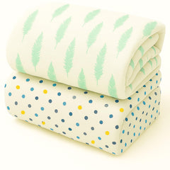 Organic Cotton Muslin Baby Bath Towel 200 Gsm | Cotton Cloth Premium Baby Washable Reusable, Absorbent, Extra Soft (Multi Dot & Multi Feather)- Pack Of 2