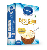 100% Pure Desi Ghee By Arvind | Rich Aroma For Better Digestion & Immunity Pure Desi Ghee For Frying | (500ml) 16.9 Ounce | Box Pack