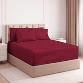 1 Double Bedsheets With 2 King Size Pillow Covers - 72 X 78 +10 Inches, Maroon | Double Bed With All Around Elastic Super Soft Breathable & Wrinkle Free