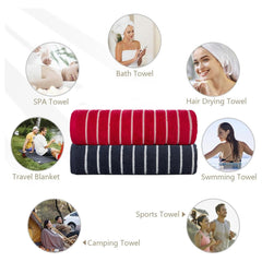 Casa Copenhagen Designed In Denmark Estatic Super Soft 2 Pieces 100% Cotton Large Bath Towel 525 Gsm - Pink & Navy
